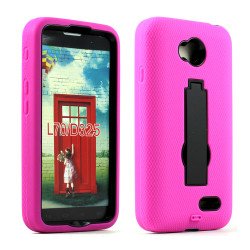 LG Optimus L70 Armor Hybrid Stand Case (Hot Pink Black)